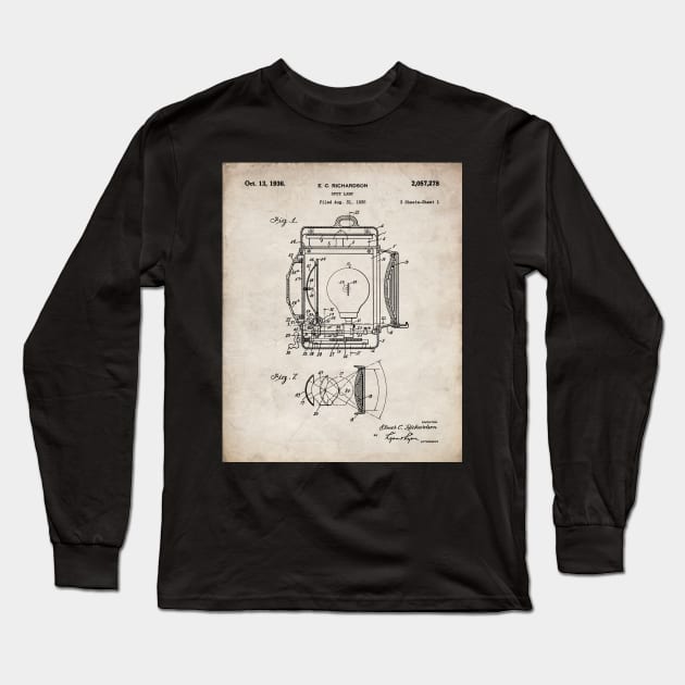 Film Spot Lamp Patent - Cinema Student Film Student Art - Antique Long Sleeve T-Shirt by patentpress